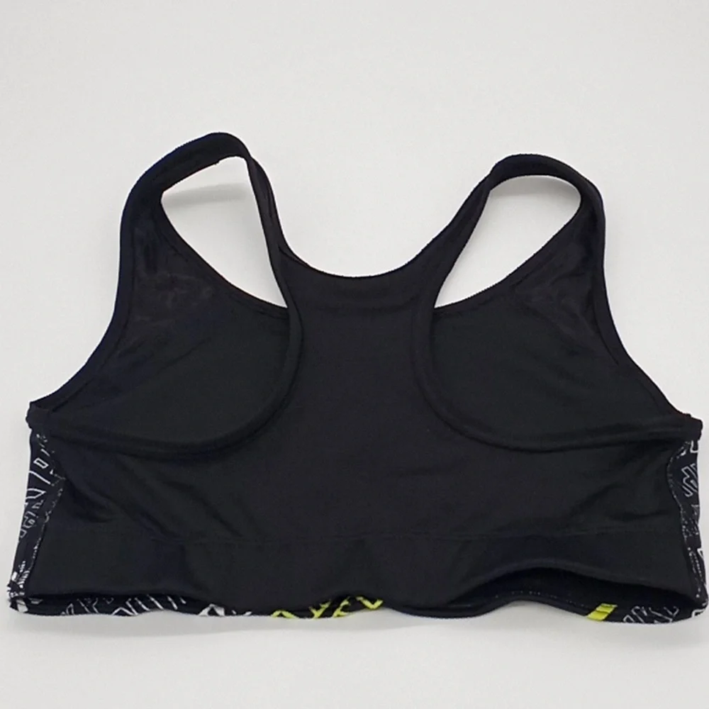 PINK Victoria's Secret Ultimate Unlined Logo Print Sports Bra Black Yellow S